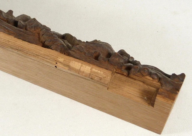 2 Antique Hand-Carved Oak Architectural Salvage Trim Pieces Grape Vine 24 x 2.5" 12