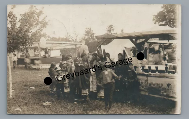 RPPC Native American Indians Fair Drink Stand RANDOLPH NE Real Photo Postcard