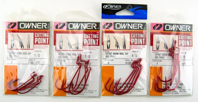 OWNER CUTTING POINT Offset Worm Wide Gap Hook 5102-131 - 3/0 - 2
