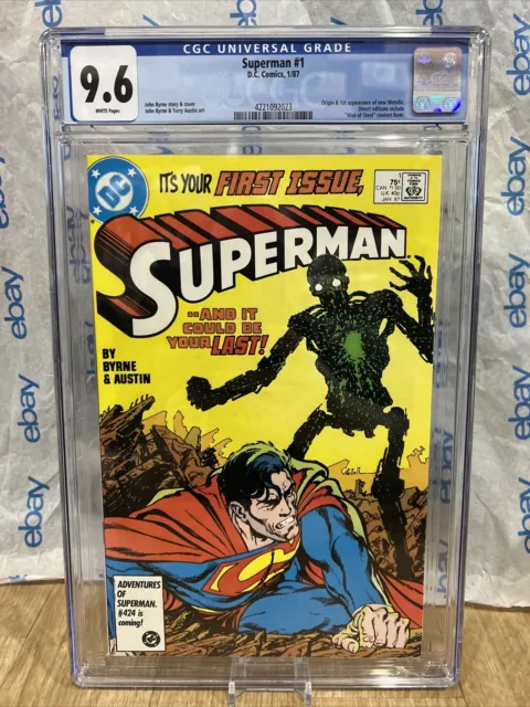 Superman #1 CGC 9.6 Origin and 1st Appearance of New Metallo WHITE PAGES key
