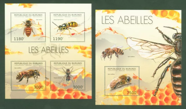 Burundi 2012 - Bienen - Honigbiene Wespe Hornisse - Nr. 2768-71 + Block 278 **