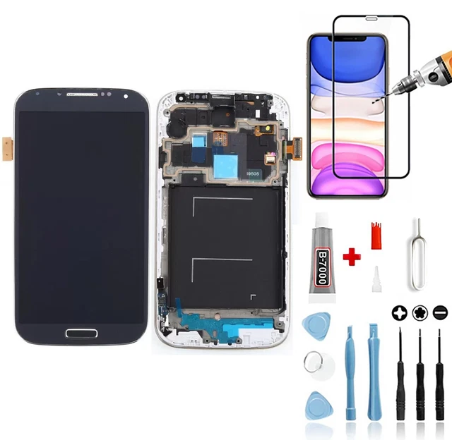 Vitre Tactile +Ecran LCD avec châssis SAMSUNG GALAXY S4 i9500 i9505 Noir +Outils