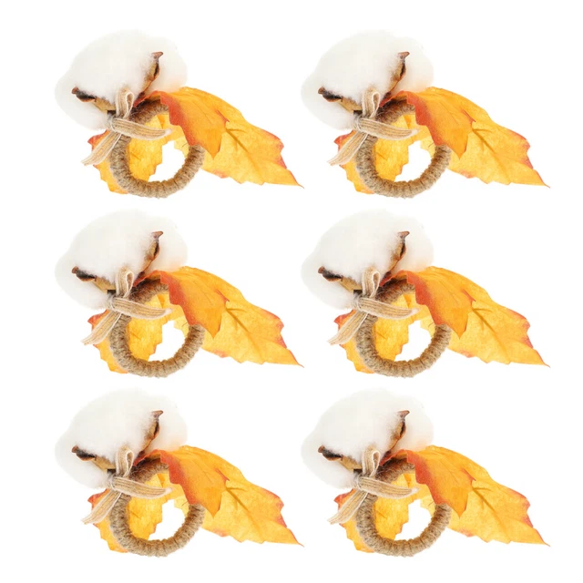 6 PIEZAS Anillos para servilletas de Acción de Gracias Fiesta Mesa Soporte para servilletas Algodón Diseño S