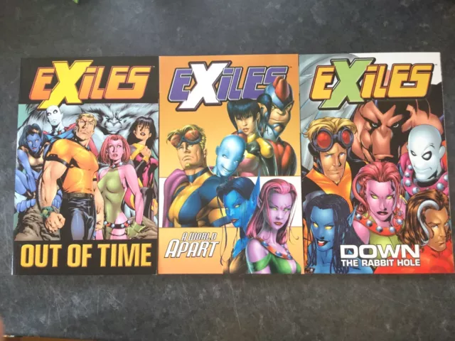 Marvel Exiles: vol 1-3 Down The Rabbit Hole , out of time , a world apart ,