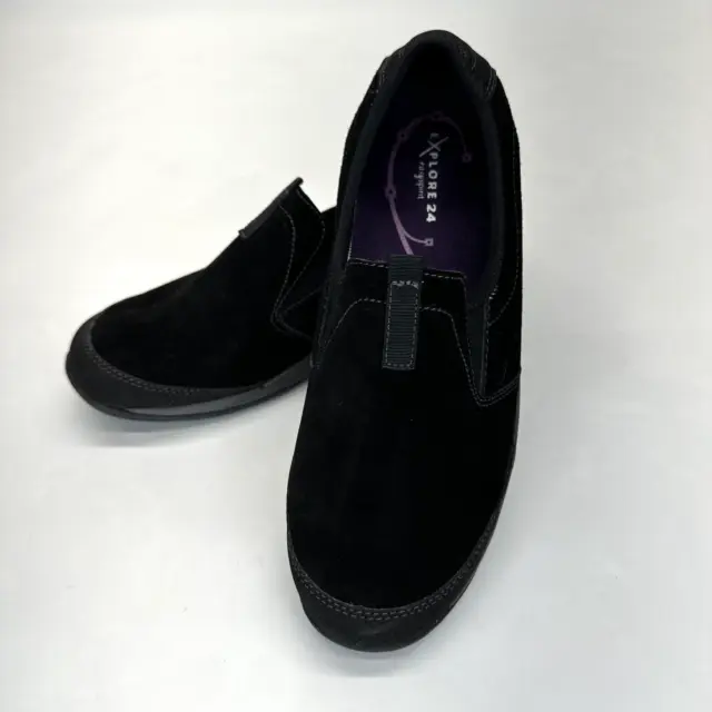 Easy Spirit Explore24 Womens Langston Shoes 8 1/2 W Black Casual Comfort Slip On