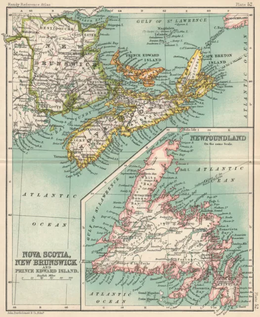 Nova Scotia New Brunswick Prince Edward Island Newfoundland. Canada 1904 map