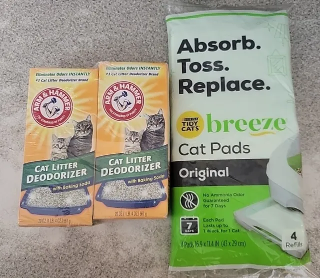 Purina TIDY CATS 4ct CAT PADS for BREEZE Litter System Refill + 2pk Deodorizer