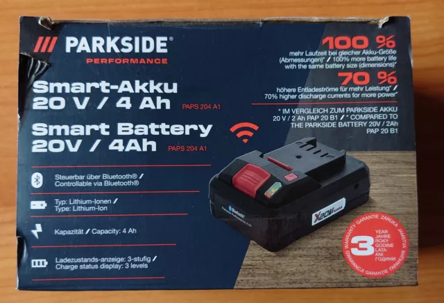 PARKSIDE®  Performance Smart Akku 20V/4Ah PAPS 204 A1 Bluetooth NEU OVP