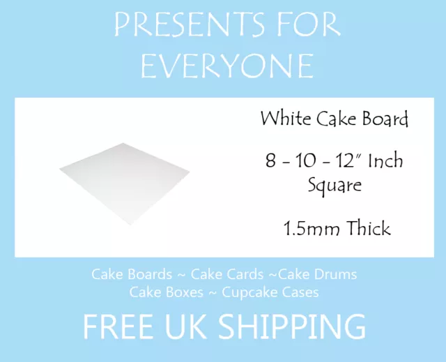 White Square Cake Boards 8 10 12" Inch Wedding - Birthday - Anniversary