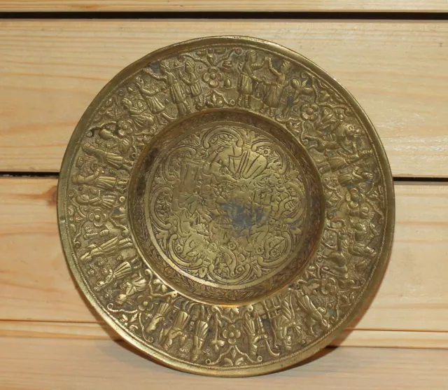 Antique Middle east hand made ornate brass plate
