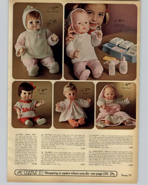 1968 PAPER AD Baby Dear One Softina Blabby Miss Peep Magic Fussy Doll Dolls