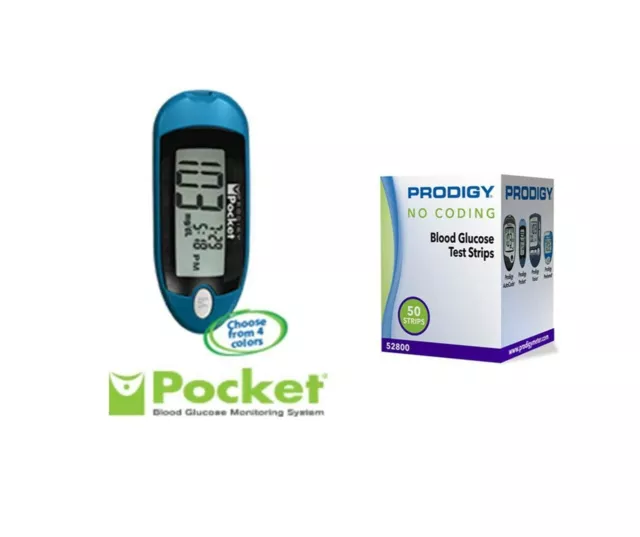 Monitor de glucosa en sangre Prodigy Bolsillo CAJA ABIERTA [+] 50 tiras reactivas-CAJA ABIERTA