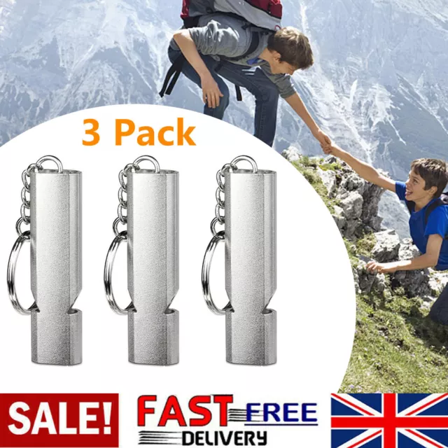 3Pcs Survival Whistle 120db Loud Outdoor Camping Emergency Tool with Key Chain