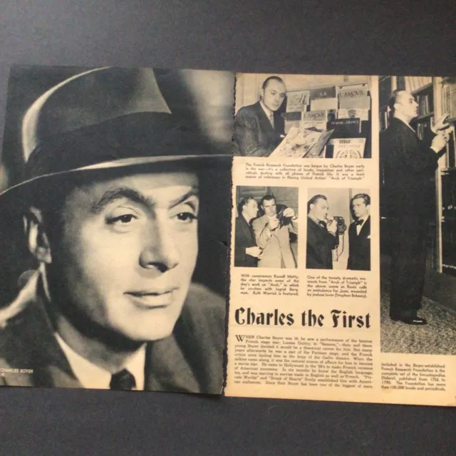 Vintage Rare Charles Boyer Clipping Magazine Pin Up