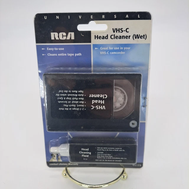 Cinta limpiadora de cabeza húmeda grabadora de video RCA VHS-C - NUEVA - cinta incluida