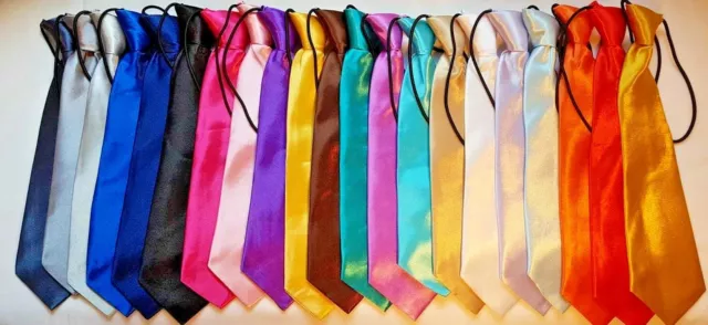 Boys Satin Elastic Neck Tie for Wedding Prom christening Children  Kids Ties 2