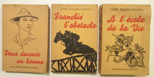 SCOUT SCOUTISME ÉCLAIREUR BADEN POWELL LOT 3 LIVRES ANCIENS Éditions DELACHAUX