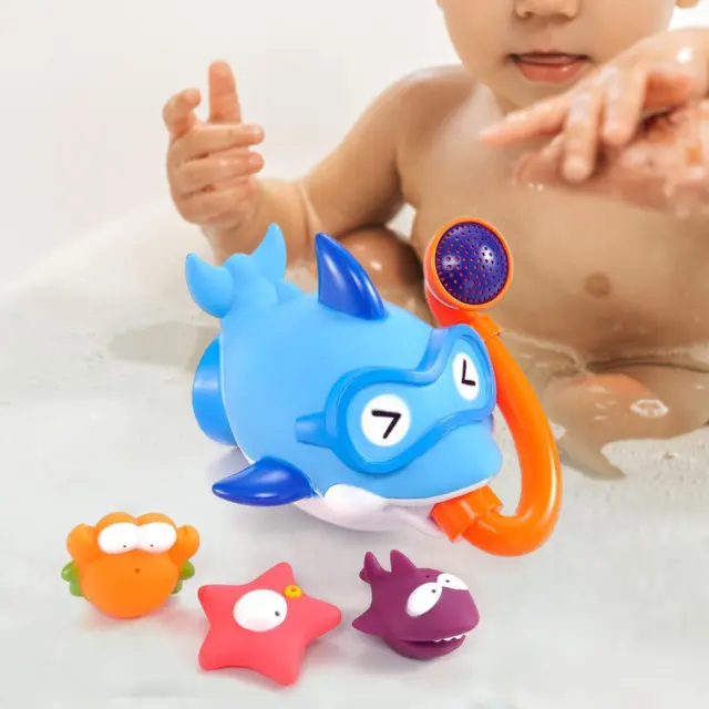4-teiliges Baby-Badewannenspielzeug, Hai-Brunnen, Badespielzeug für Mädchen