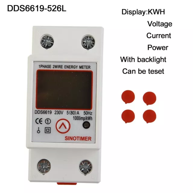 LCD énergie numérique watts kWh compteur pour montage de rail monophasé 230 V