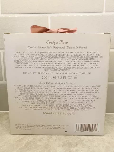 Juego de regalo de 2 piezas Crabtree & Evelyn Evelyn Rose 6,8 oz 200 ml loción y gel de ducha 2