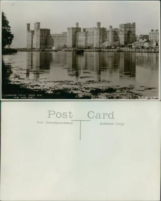 Caernarvon Castle South View From River Saint RP Real Photo HM Office of Works