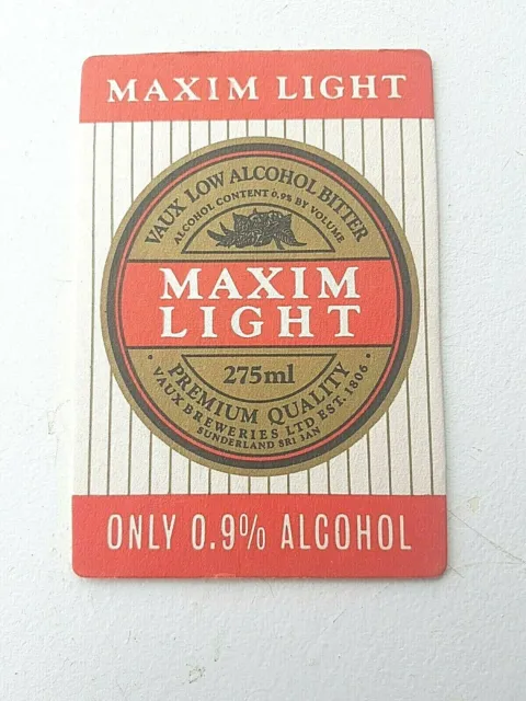 Vintage VAUX  -   Maxim Light , Low Alcohol Bitter Cat No'186 Beer mat / Coaster