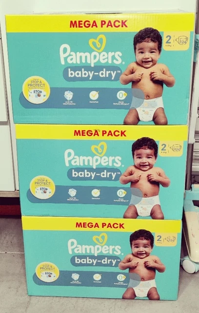 COUCHES PAMPERS BABY DRY taille 2 ( 4 - 8 kg ) NEUF x372