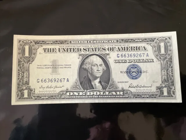 1957 US Silver Certificate One dollar SILVER CERTIFICATE Crisp
