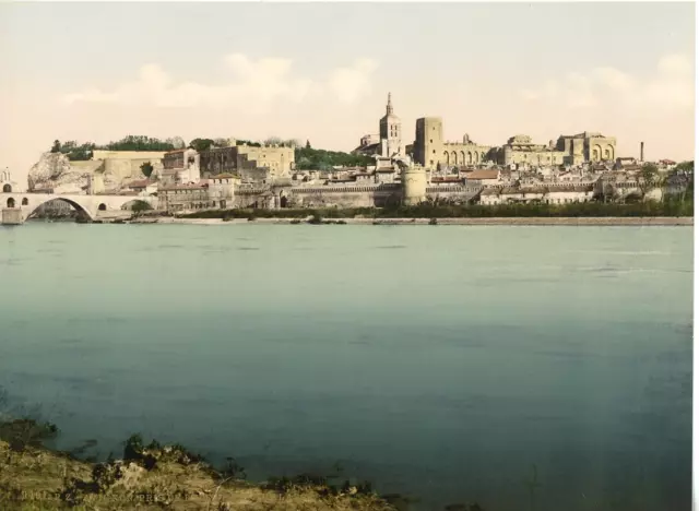 Provence. Avignon. Vue générale, prise de l’Isle de Bathalasse. PZ vintage photo