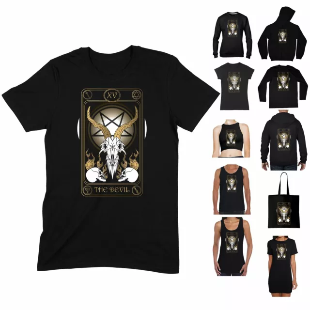The Devil Tarot Card Goat of Mendes T Shirt - Pentagram Gothic Metal Satanic