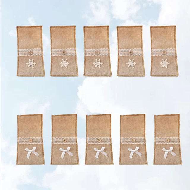 10 piezas bolsa de cubiertos de bambú para cubiertos decoración de mesa de boda