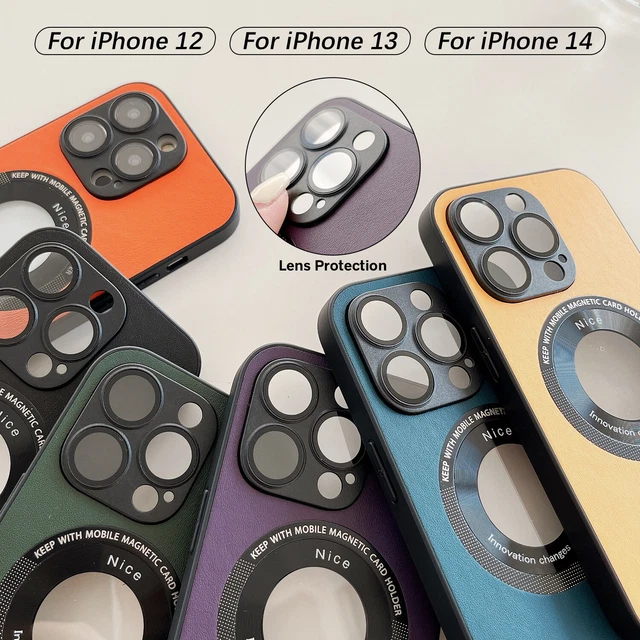 For iPhone 14 13 Pro Max 12 11 MagSafe Magnetic Leather Case Camera Lens Protect