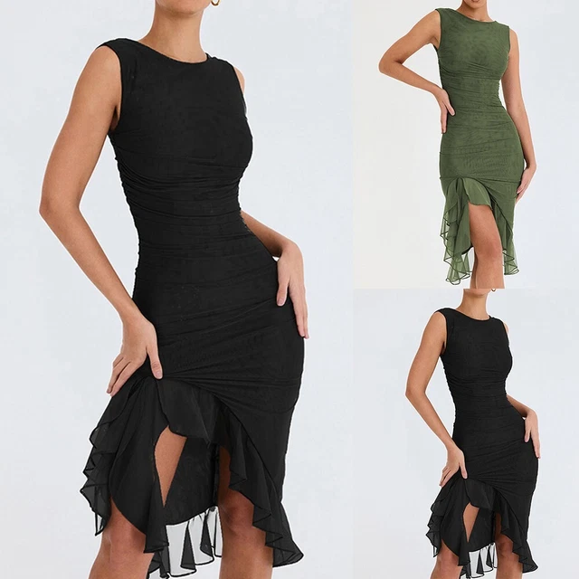 Robe Cocktail Oscar De La Renta En Soie Noire – Taille 8, Occasion Très Bon état