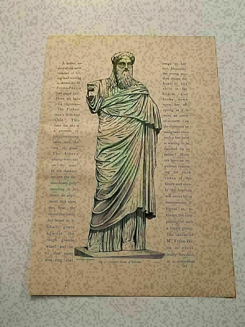KP101) Colossal Statue of Bacchus Sculpture Castellani Collection 1877 Engraving