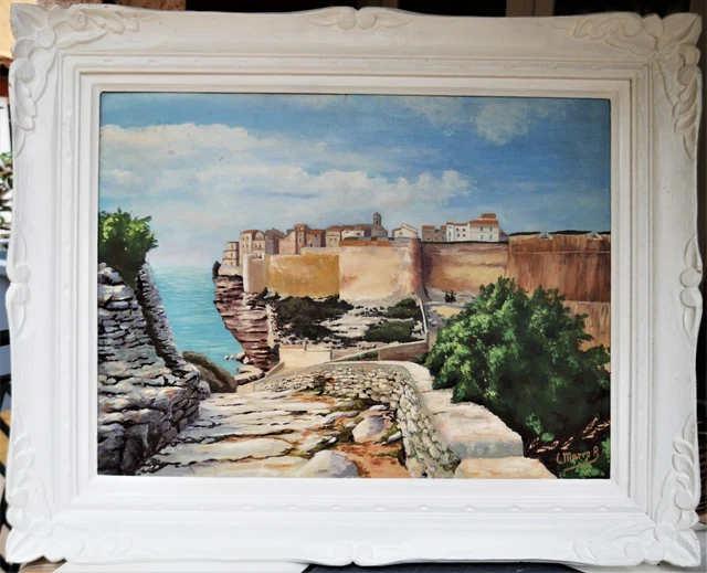 grand tableau signé Marro: Bonifacio, Corse