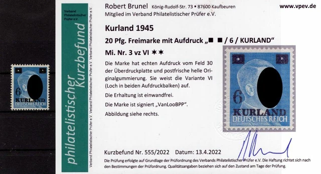 Kurland 3vz VI tadellos ** POSTFRISCH+gepr. Befund 80EUR (K7273