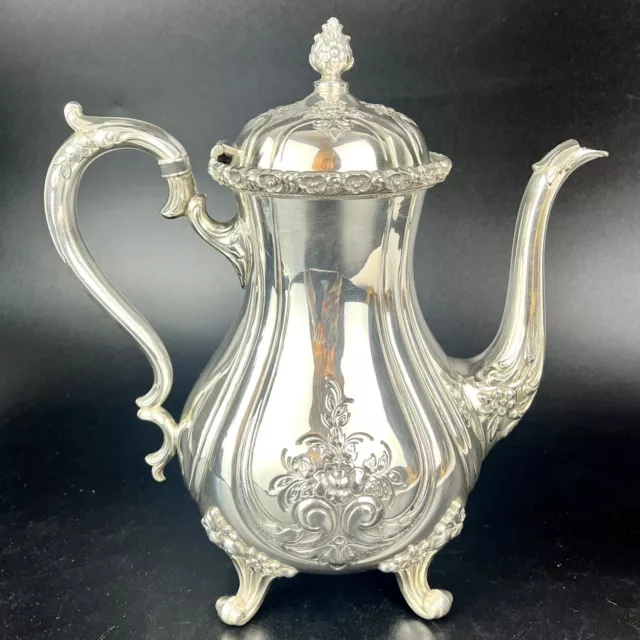 Vtg Wilcox International Silver Coffee Pot Silver Plate Du Barry Ornate Floral