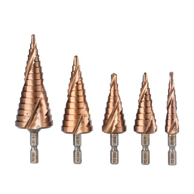 1PC Drill Bit Set Titanium Nitride Coated Steel Step Quick Change 1/4 Shank HSS