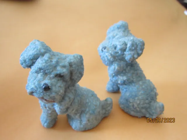 set of 2 Blue Popcorn Sugar Spaghetti Dogs Animal figurines Vintage Japan Pico