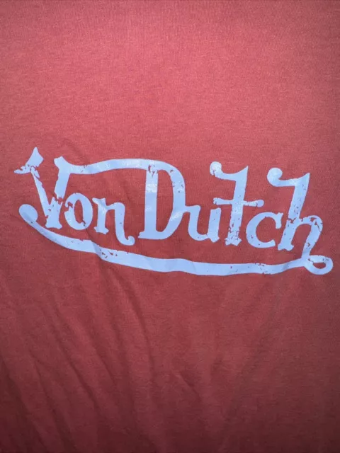 VON DUTCH LONG Sleeve T-Shirt Logo Vintage Tee 2XL Dusty Red with Lt ...