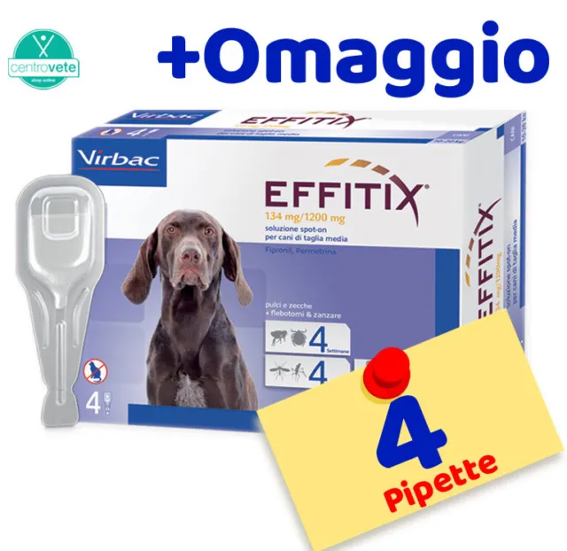 EFFITIX 10 - 20 kg 4 Pipette ⇢ Antiparassitario Spot on per CANI di media Taglia