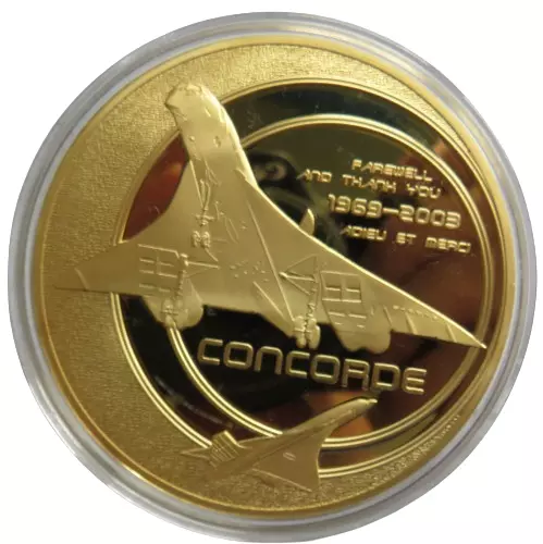 Concorde Last Commercial Flight Large Gold Plated Commemorative Coin