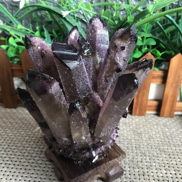 657g New Find purple Phantom Quartz Crystal Cluster Mineral Specimen Healing
