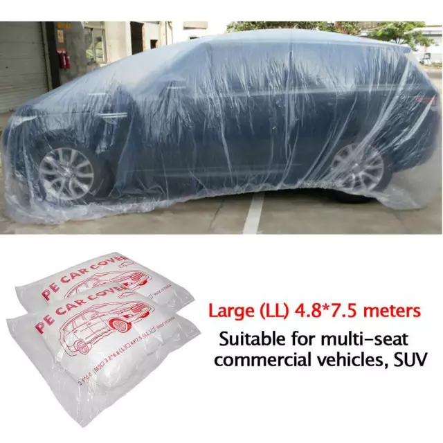 Clear Plastic Disposable Car Cover Temporary Universal Garage Rain Dust For FORD