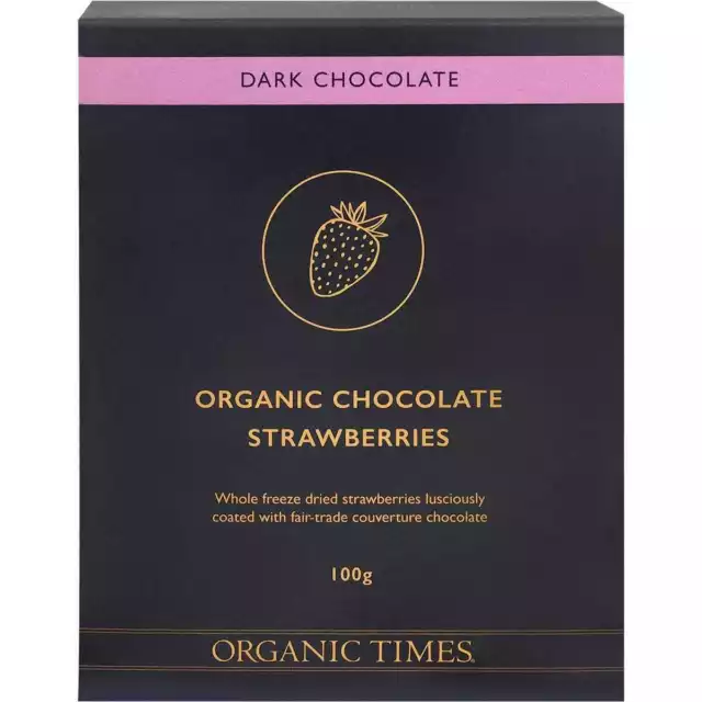 Organic Times Organic Dark Chocolate Strawberries 100g