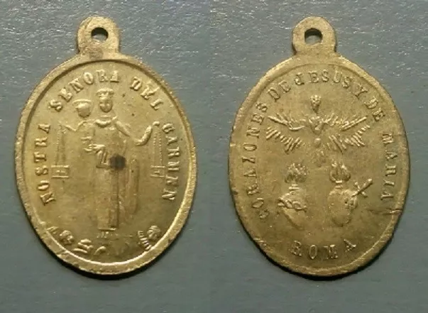 Medalla religiosa antigua NUESTRA SEÑORA DEL CARMEN siglo XIX  medal religious