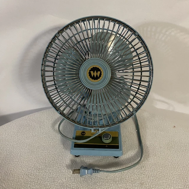 WESTINHOUSE VINTAGE OSCILLATING Fan Desk Fan 6” 2 Speed DF7 Blue