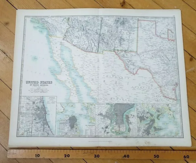 United States America S West 1898 Victorian Map Keith Johnston's Royal Atlas