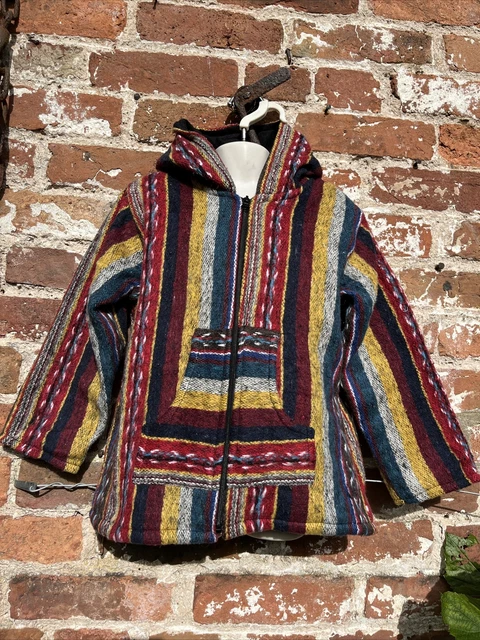 Felpa con cappuccio/giacca bambini etnica spessa cappotto hippie/boho/festival, 5-6 anni