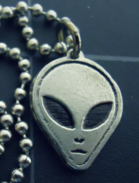 Necklace TINY ALIEN GREY Pendant Stainless Ball Chain New AREA 51 Roswell UFO